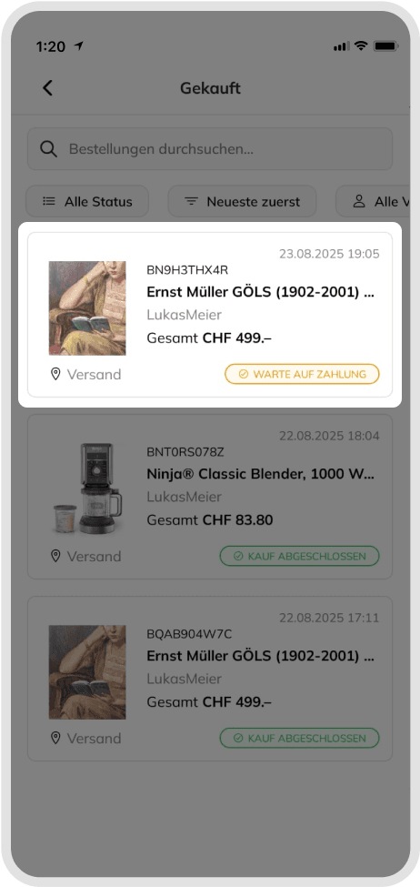 My Orders page