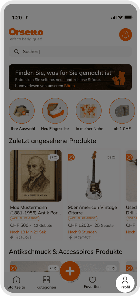 Orsetto Home Screen