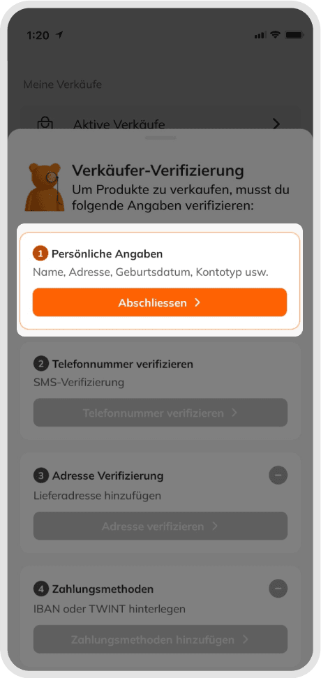 Profile Verify Account Screen