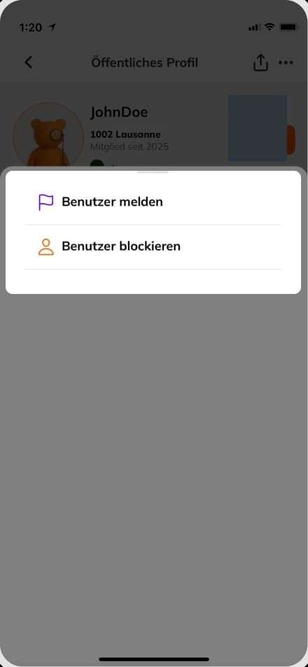 Context menu with block user option