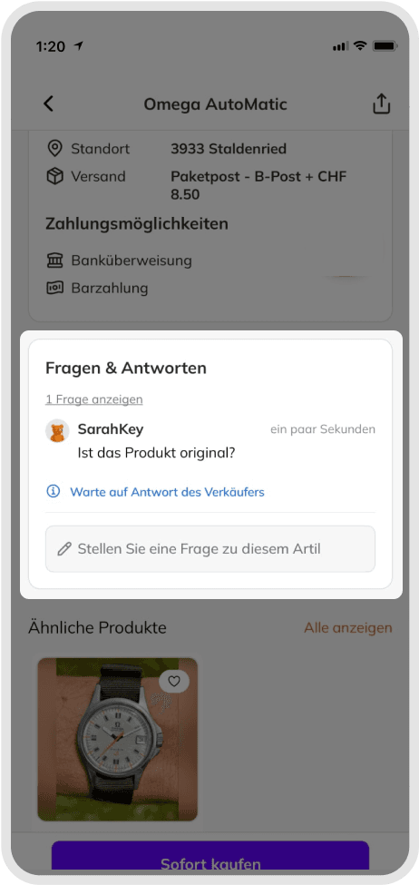 Questions & Answers on product page